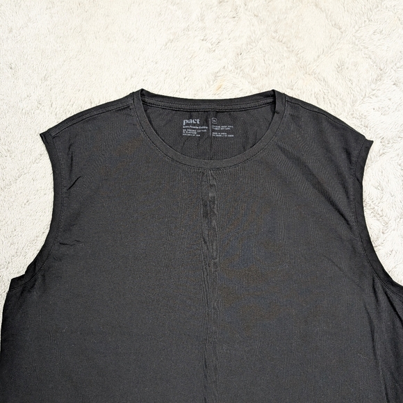 Pact Top Womens XL Black Organic Cotton Stretch Tank Sleeveless Minimal - Picture 2 of 6